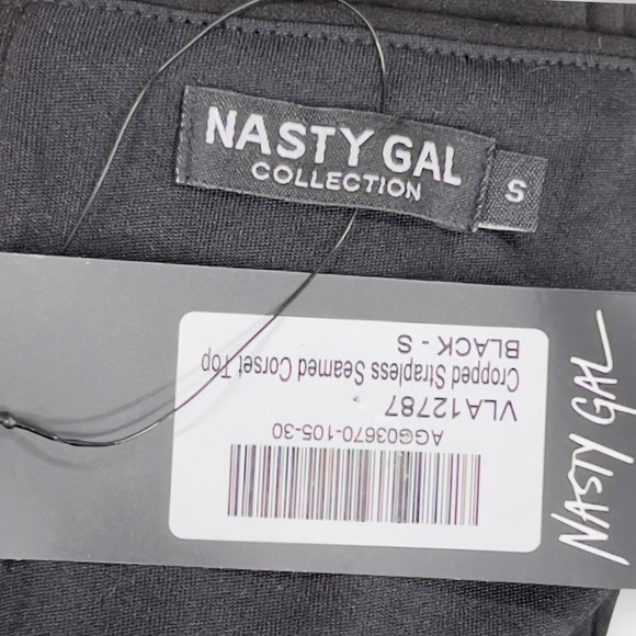 NWT NASTY GAL Small Cropped Strapless Seam Detail‎ Corset Black Top Summer - Picture 9 of 11